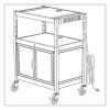 Steel Adjustable AV Cart w/Cabinet, Metal, 3 Shelf, 6 AC Outlets, 40 lb Cap, 26.75x20.5x42, Black, Ships in 1-3 Business Days4