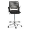 Thesis Flex Back Stool w/Arms, Supports Up to 250 lb, 21.5" to 29.5" Black High Seat, Silver Base, Ships in 1-3 Business Days4