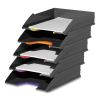 VARICOLOR 5-Compartment Stackable Plastic Letter Tray Set, Letter to Folio Size Files, 10.39 x 13.23 x 2.91, Anthracite Gray3