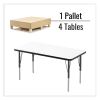 Markerboard Activity Tables, Rectangular, 48" x 24" x 19" to 29", White Top, Black Legs, 4/Pallet, Ships in 4-6 Business Days6