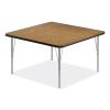 Adjustable Activity Tables, Square, 48" x 48" x 19" to 29", Medium Oak Top, Silver Legs, 4/Pallet, Ships in 4-6 Business Days5