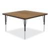 Adjustable Activity Tables, Square, 48" x 48" x 19" to 29", Medium Oak Top, Black Legs, 4/Pallet, Ships in 4-6 Business Days3