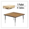 Adjustable Activity Tables, Square, 48" x 48" x 19" to 29", Medium Oak Top, Black Legs, 4/Pallet, Ships in 4-6 Business Days7