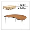 Adjustable Activity Table, Kidney Shape, 72" x 48" x 19" to 29", Med Oak Top, Gray Legs, 4/Pallet, Ships in 4-6 Business Days4