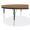 Height Adjustable Activity Tables, Round, 60" x 19" to 29", Medium Oak Top, Black Legs, 4/Pallet, Ships in 4-6 Business Days4