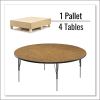 Height Adjustable Activity Tables, Round, 60" x 19" to 29", Medium Oak Top, Black Legs, 4/Pallet, Ships in 4-6 Business Days10