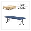 Adjustable Folding Tables, Rectangular, 72" x 30" x 22" to 32", Blue Top, Black Legs, 4/Pallet, Ships in 4-6 Business Days3