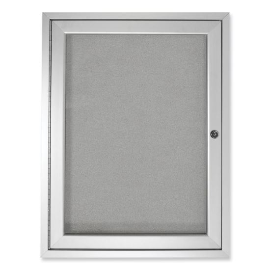 Ghent 1 Door Enclosed Vinyl Bulletin Board with Satin Frame1