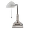 LED Bankers Lamp with Frosted Shade, 14.75" High, Brushed Nickel, Ships in 4-6 Business Days5