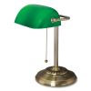 LED Bankers Lamp with Green Shade, Cable Suspension Neck, 13.5" High, Antique Brass, Ships in 4-6 Business Days2