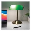 LED Bankers Lamp with Green Shade, Cable Suspension Neck, 13.5" High, Antique Brass, Ships in 4-6 Business Days5