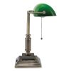 LED Bankers Lamp with Green Shade, Candlestick Neck, 14.75" High, Antique Bronze, Ships in 4-6 Business Days4