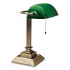 LED Banker's Lamp with Green Shade, USB Charging Port, Candlestick Neck, 15" High, Antique Brass, Ships in 4-6 Business Days2