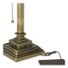 LED Banker's Lamp with Green Shade, USB Charging Port, Candlestick Neck, 15" High, Antique Brass, Ships in 4-6 Business Days3