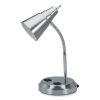 LED Gooseneck Desk Lamp with Charging Outlets, Gooseneck,15" High, Brushed Steel, Ships in 4-6 Business Days3
