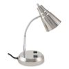 LED Gooseneck Desk Lamp with Charging Outlets, Gooseneck,15" High, Brushed Steel, Ships in 4-6 Business Days4