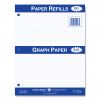 Graph Filler Paper, 3-Hole, 8.5 x 11, Quadrille: 5 sq/in, 80 Sheets/Pack, 24 Packs/Carton, Ships in 4-6 Business Days2