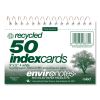 Environotes Wirebound Recycled Index Cards, Narrow Rule, 3 x 5, White, 50 Cards, 24/Carton, Ships in 4-6 Business Days2