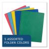 Pocket Folder with 3 Fasteners, 0.5" Capacity, 11 x 8.5, Assorted Colors, 100/Carton, Ships in 4-6 Business Days3