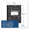 Flexible Cover Composition Notebook, Wide/Legal Rule, Black Marble Cover, (60) 10 x 8 Sheet, 72/CT, Ships in 4-6 Bus Days5