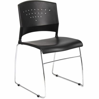 Boss Black Stack Chair With Chrome Frame, 1Pc Pack1