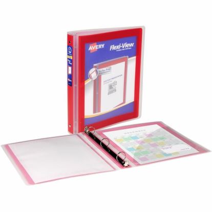 Avery&reg; Flexi-View 3 Ring Binder, 1 Inch Round Rings, 1 Red Binder1