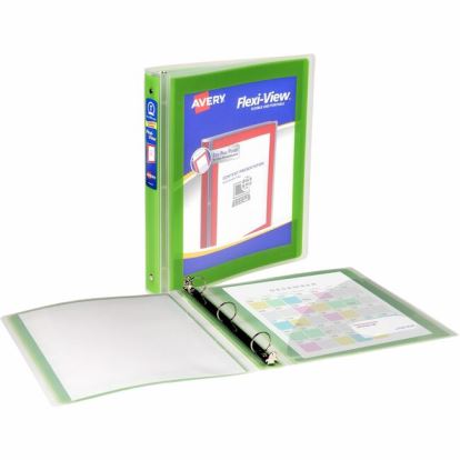 Avery&reg; Flexi-View 3 Ring Binder, 1 Inch Round Rings, 1 Chartreuse Green Binder1