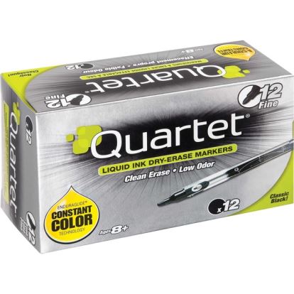 Quartet&reg; EnduraGlide&reg; Dry-Erase Markers, Fine Tip, Black, 12 Pack1