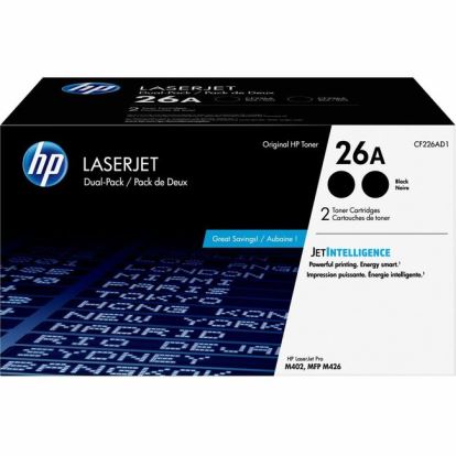 HP 26A Original Average Yield Laser Toner Cartridge - Dual Pack - Black - 2 / Carton1