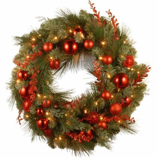 National Tree Decorative Wreath - White, Green, Red1