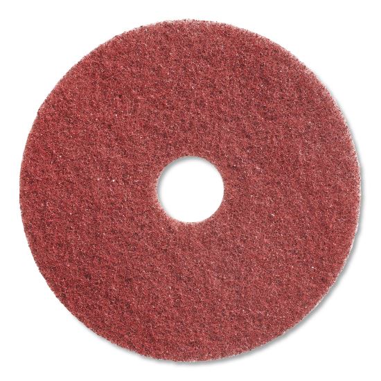 High-Traffic Twister Floor Pad, 17" Diameter, Red, 2/Carton1