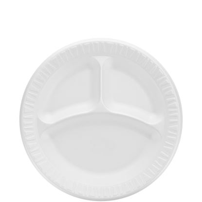 Quiet Classic Laminated Foam Dinnerware, 3 Compartment Plate, 9" dia, White, 500/Carton1