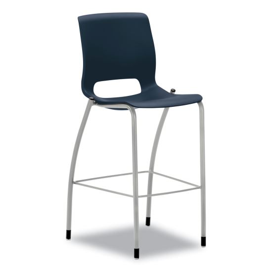 Motivate Four-Leg Cafe Height Stool, Supports Up to 300 lb, 30" Seat Height, Regatta Seat, Regatta Back, Platinum Base1