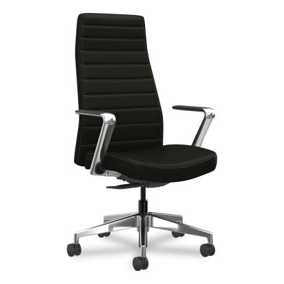 Cofi Executive High Back Chair, Supports Up to 300 lb, 15.5 to 20.5 Seat Height, Black Seat/Back, Polished Aluminum Base1