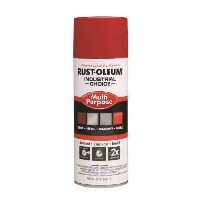 Industrial Choice 1600 System Multi-Purpose Enamel Spray Paint, Flat Safety Red, 12 oz Aerosol Can, 6/Carton1