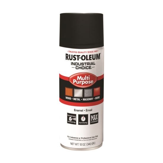 Industrial Choice 1600 System Multi-Purpose Enamel Spray Paint, Ultra-Flat Black, 12 oz Aerosol Can, 6/Carton1