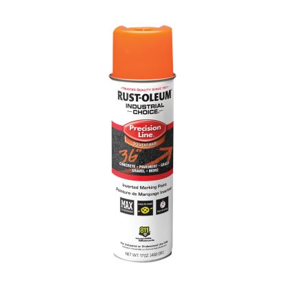Industrial Choice M1600 System Solvent-Based Precision Line Marking Paint, Flat Fluorescent Orange, 17 oz Aerosol Can, 12/CT1