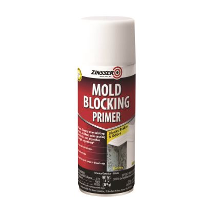 Mold Blocking Primer Spray, Interior/Exterior, Flat White, 13 oz Aerosol Can, 6/Carton1