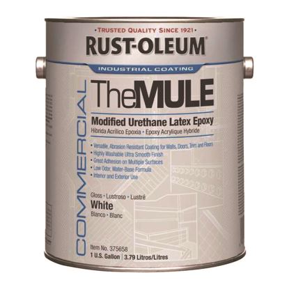 Commercial The MULE (Modified Urethane Latex Epoxy), Interior/Exterior, Gloss Glass White, 1 gal Bucket/Pail, 2/Carton1