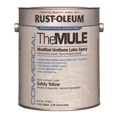 Commercial The MULE (Modified Urethane Latex Epoxy), Interior/Exterior, Gloss Safety Yellow, 1 gal Bucket/Pail, 2/Carton1