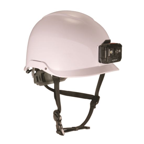 Skullerz 8976LED Class E Safety Helmet with LED Light, 6-Point Rachet Suspension, White, Ships in 1-3 Business Days1