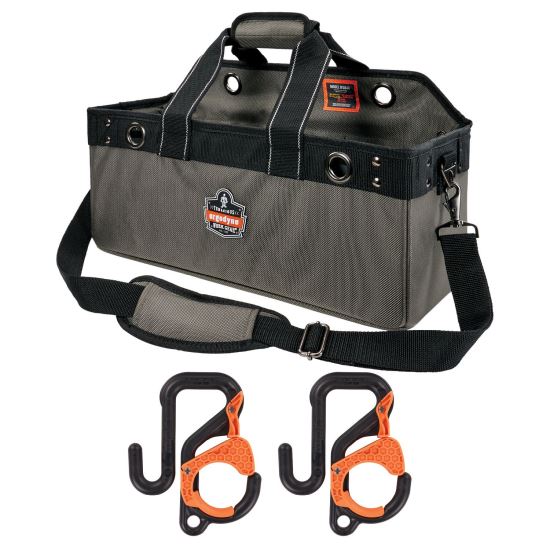 Arsenal 5846 Bucket Truck Tool Bag, Locking Aerial Bucket Hooks, 11 Comp/5 Grommets, 18x7.5x7.5, Gray, Ships in 1-3 Bus Days1