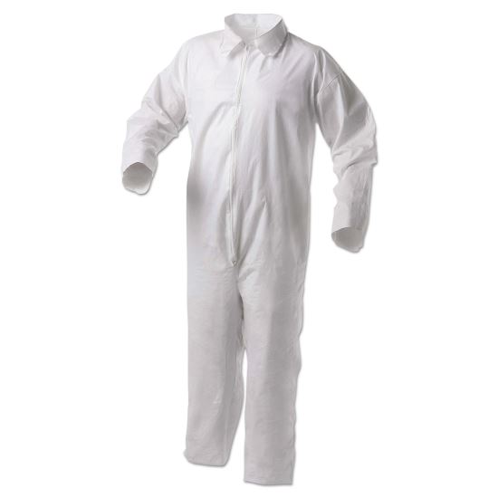 A35 Liquid and Particle Protection Coveralls, Zipper Front, Large, White, 25/Carton1