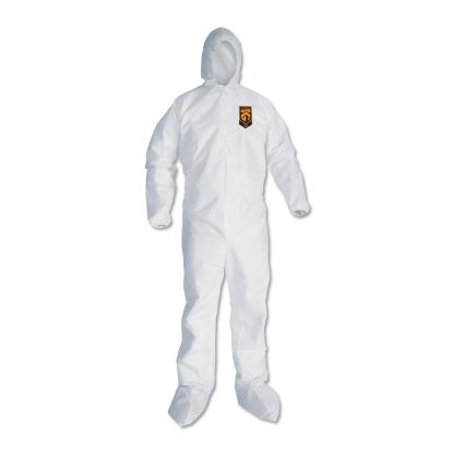 A30 Elastic Back and Cuff Hooded/Boots Coveralls, 3XL, White 21/Carton1