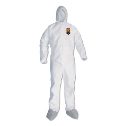 A45 Liquid/Particle Protection Surface Prep/Paint Coveralls, Hood, Elastic Wrist/Ankles, Boots, 4XL, White, 25/Carton1