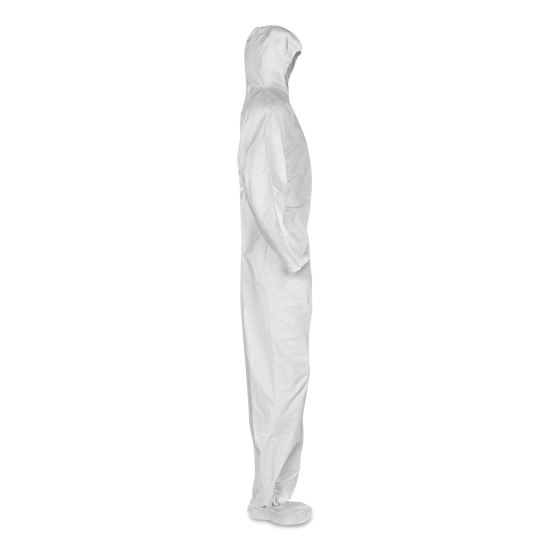 A20 Breathable Particle Protection Coveralls, Elastic Back, Hood and Boots, 4X-Large, White, 20/Carton1