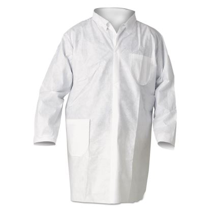 A20 Breathable Particle Protection Lab Coats, Snap Closure/Open Wrists/Pockets, Medium, White, 25/Carton1
