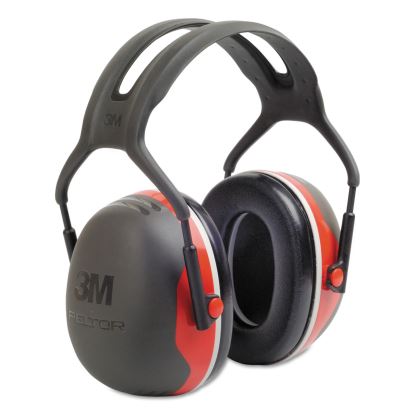 PELTOR X3A Over-the-Head Earmuffs, 28 dB NRR, Black/Red, 10/Carton1