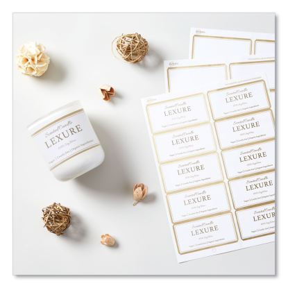 White Easy Peel Mailing Labels with Metallic Border, Inkjet/Laser Printers, 2 x 4, White, 10/Sheet, 10 Sheets/Pack1