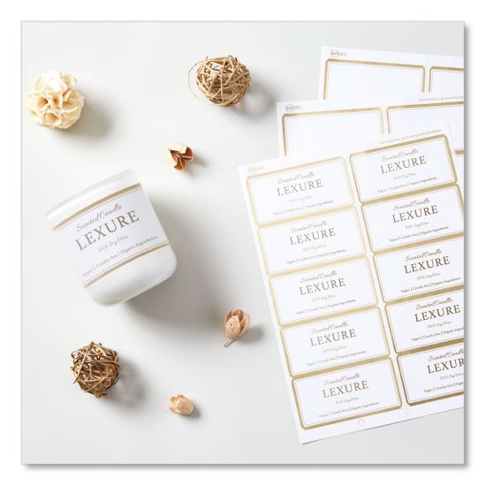 White Easy Peel Mailing Labels with Metallic Border, Inkjet/Laser Printers, 2 x 4, White, 10/Sheet, 10 Sheets/Pack1